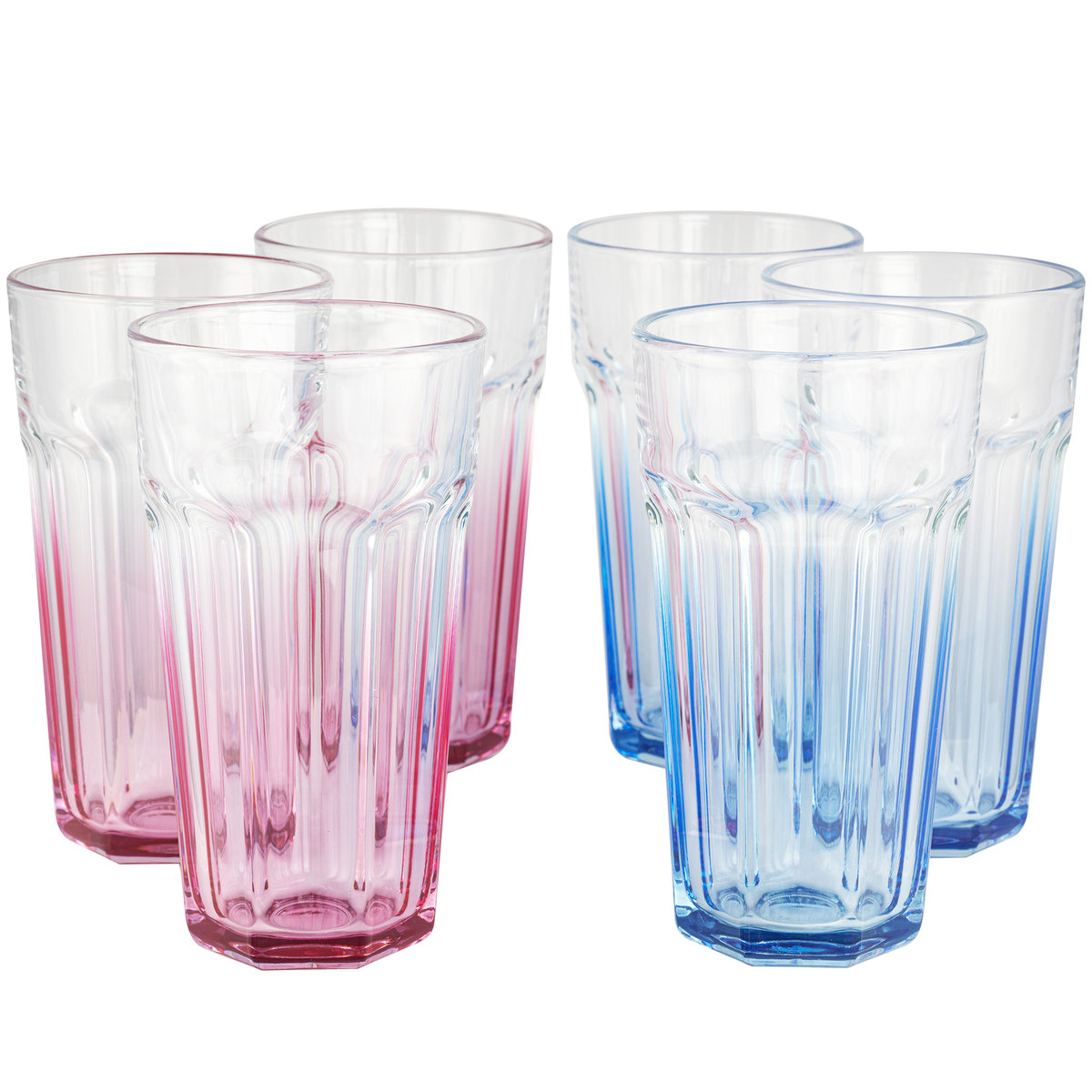 Bardzo duże szklanki XXL do napojów Gigi ombre różowe niebieskie 700 ml