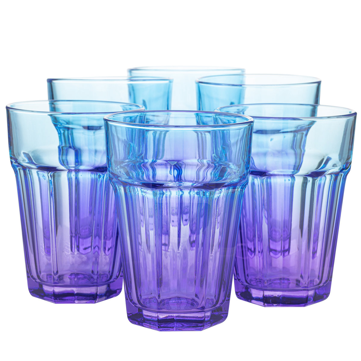 Szklanki do wody i napojów Gigi ombre fioletowo - niebieskie 425 ml