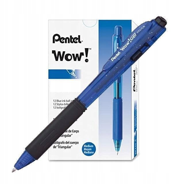 Długopis żelowy PENTEL K437CR-C niebieski 12szt