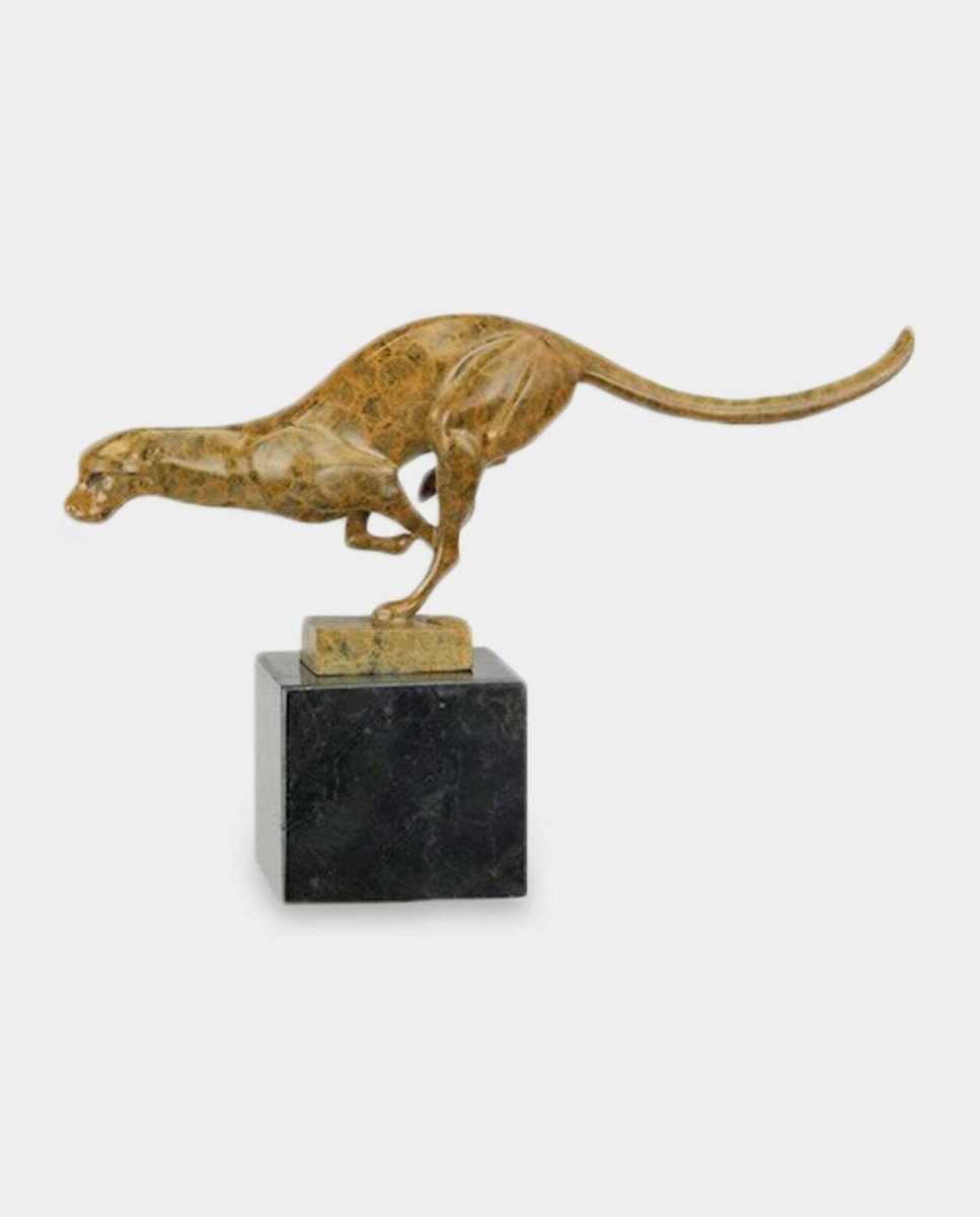 Biegnący Jaguar Modernistyczna Rzeźba z Brązu Patyna