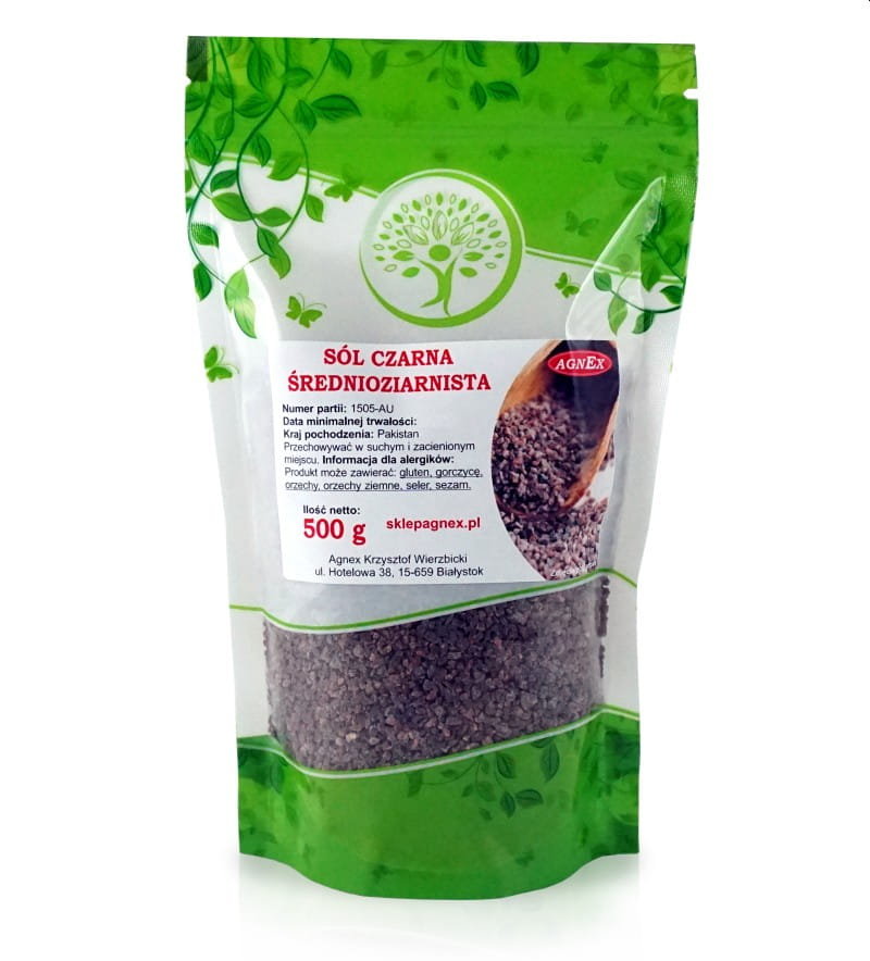 Agnex Sól czarna Kala Namak średnia 500g SÓL CZARNA