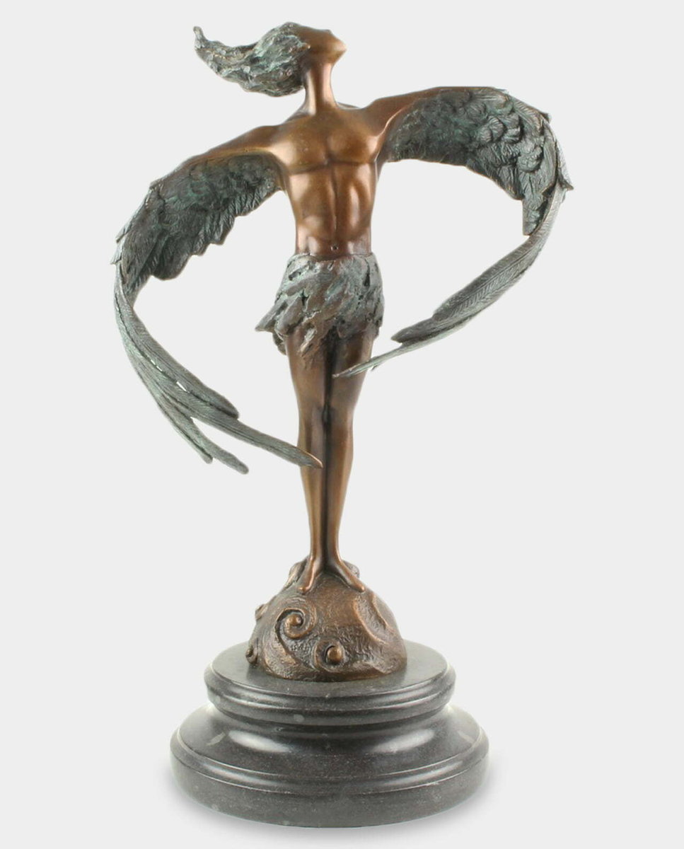 Ikar Uskrzydlony Mężczyzna Statuetka z Brązu na Marmurze