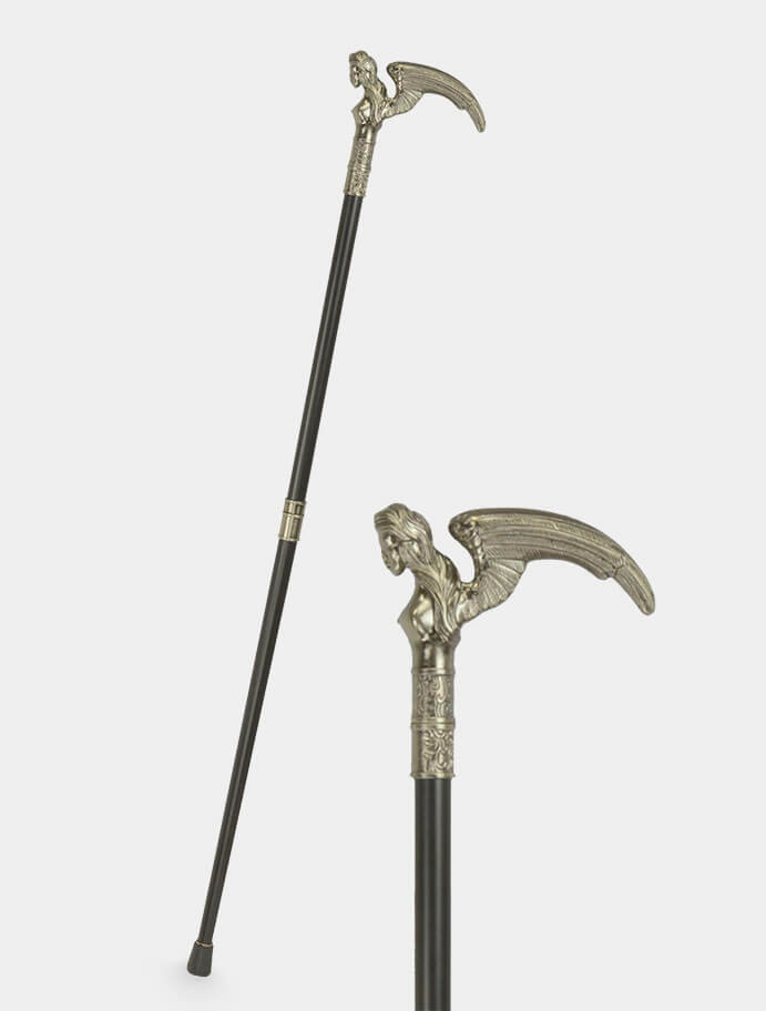 Laska Aluminiowa z Aniołem Czarna