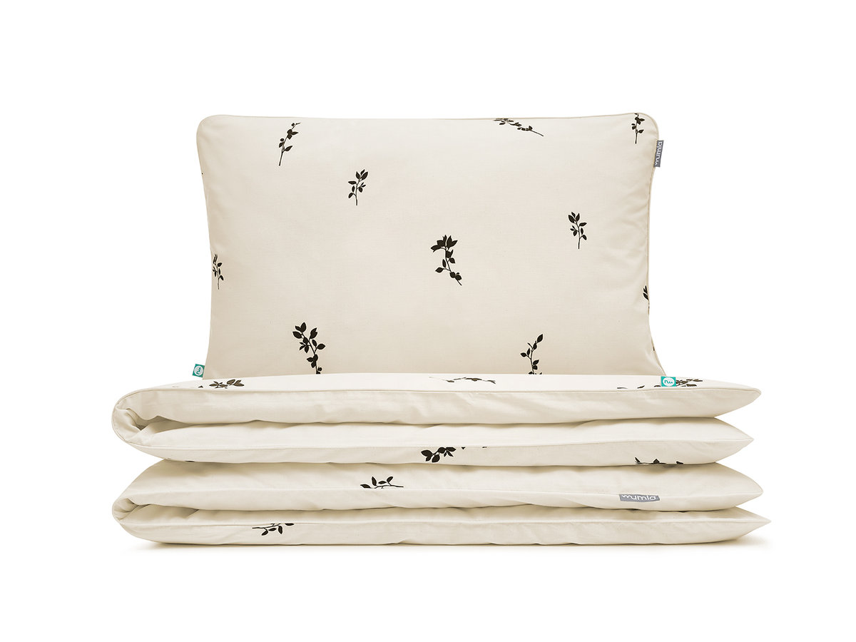 pościel czarne listki 100x135 cm + 1x 60x40 cm - MUMLA