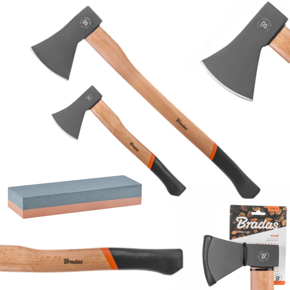 Zestaw 2 siekier WOOD 600g, 1500g + osełka