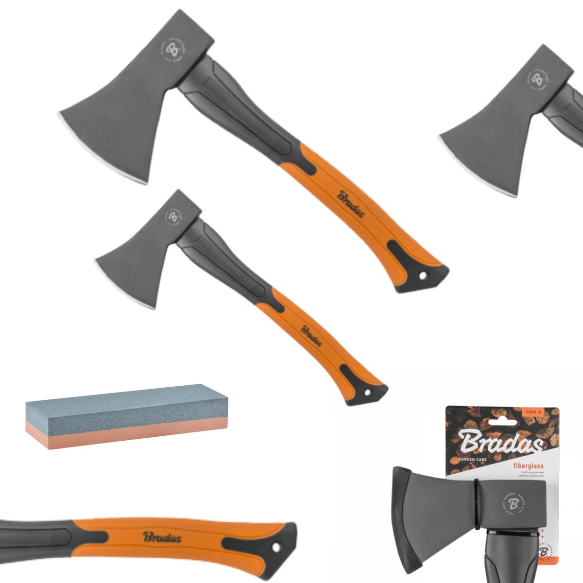 Zestaw 2 siekier FIBERGLASS 600g, 1000g + osełka