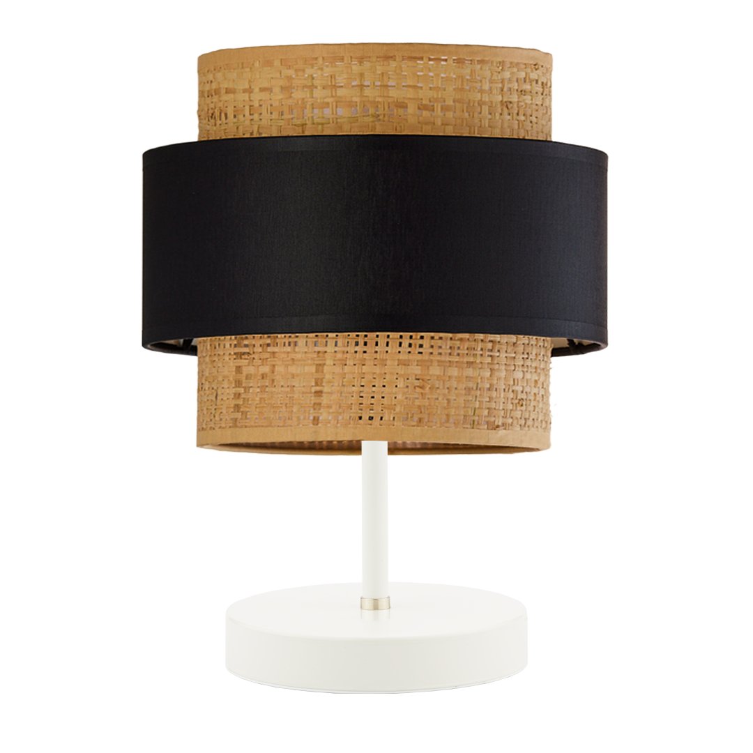 Lampa stołowa boho AWINION II BOHO, biały/czarny