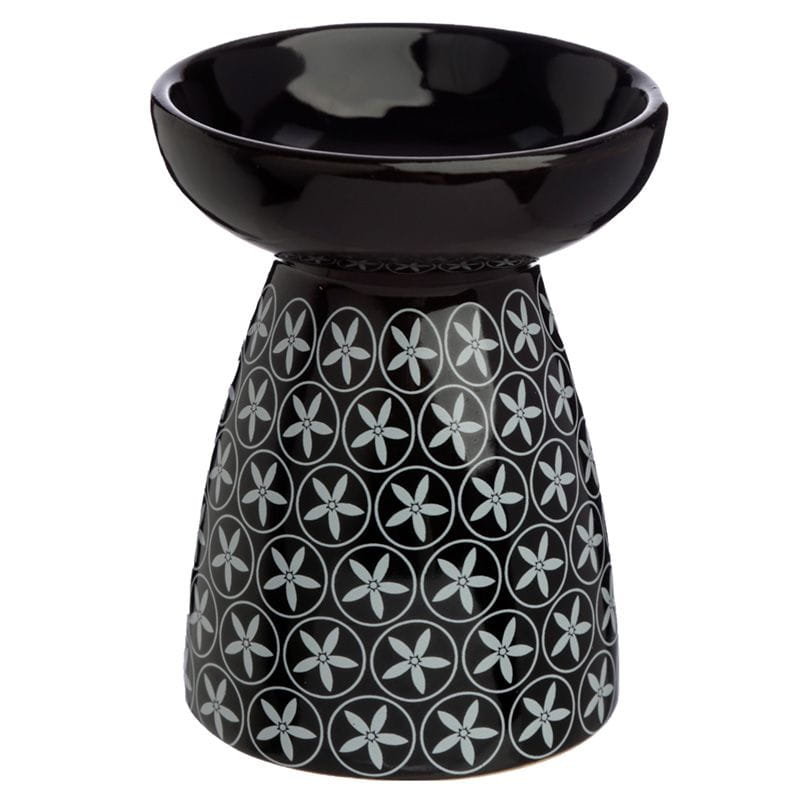 Ceramiczny podgrzewacz do olejków eterycznych i wosków z wzorem kwiatowym 