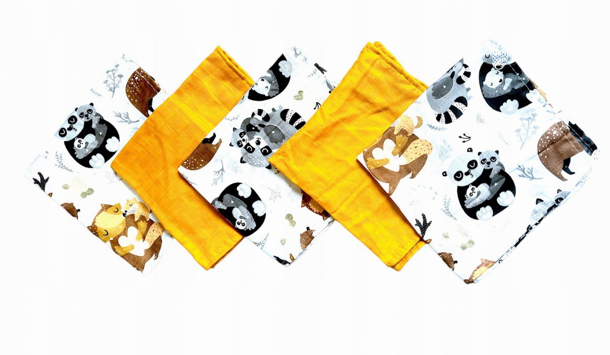 Czas Bobasa Pieluszki Ulewajki Muślinowe 5szt 38x38 Rodzina 0462