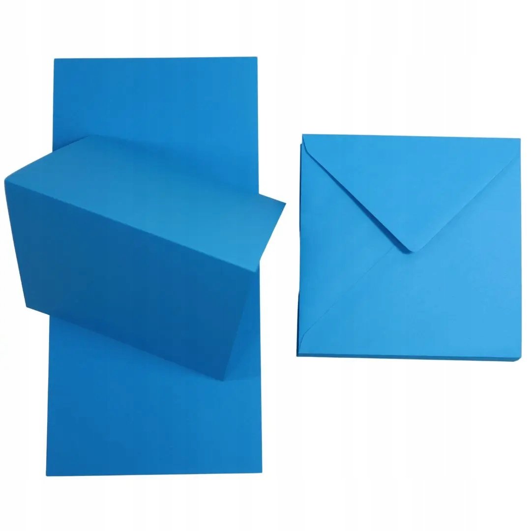 Zestaw niebieski kwadratowy papier + koperty 25szt