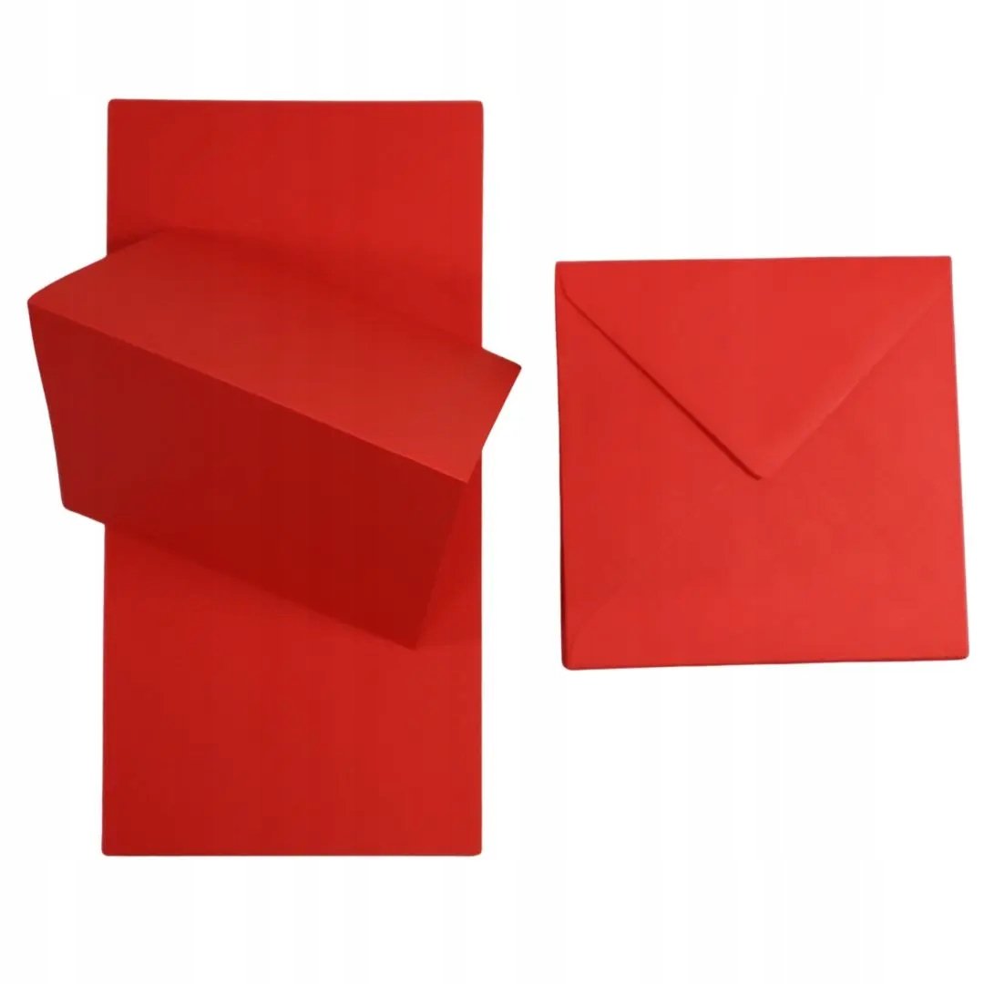 Zestaw czerwony kwadratowy papier + koperty 25szt.