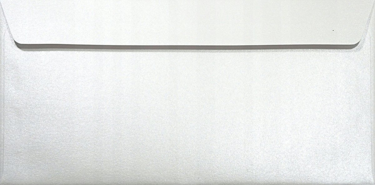 Koperty ozdobne perłowe DL HK białe Majestic Marble Wh. 120g 25 szt. - na zaproszenia ślubne chrzest komunię vouchery