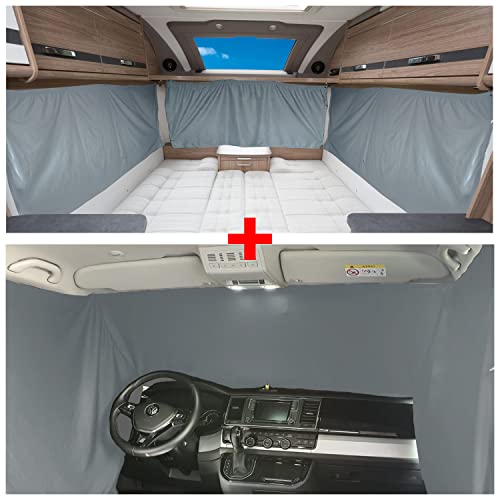 BREMER SITZBEZÜGE Blackout zestaw namiotów kompatybilny z VW T3 Transporter Caravelle Multivan od 1979 do 1992, ochrona przed słońcem kempingowym, kompletne akcesoria, zasłona zaciemniająca