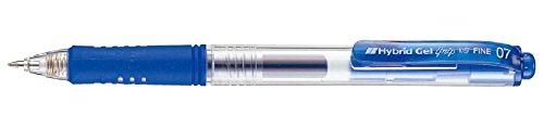 Pentel Hybrid Gel Grip Chowany S) - Długopis żelowy (wysuwany długopis żelowy, niebieski, przezroczysty, średni, 0,7 mm, metal)