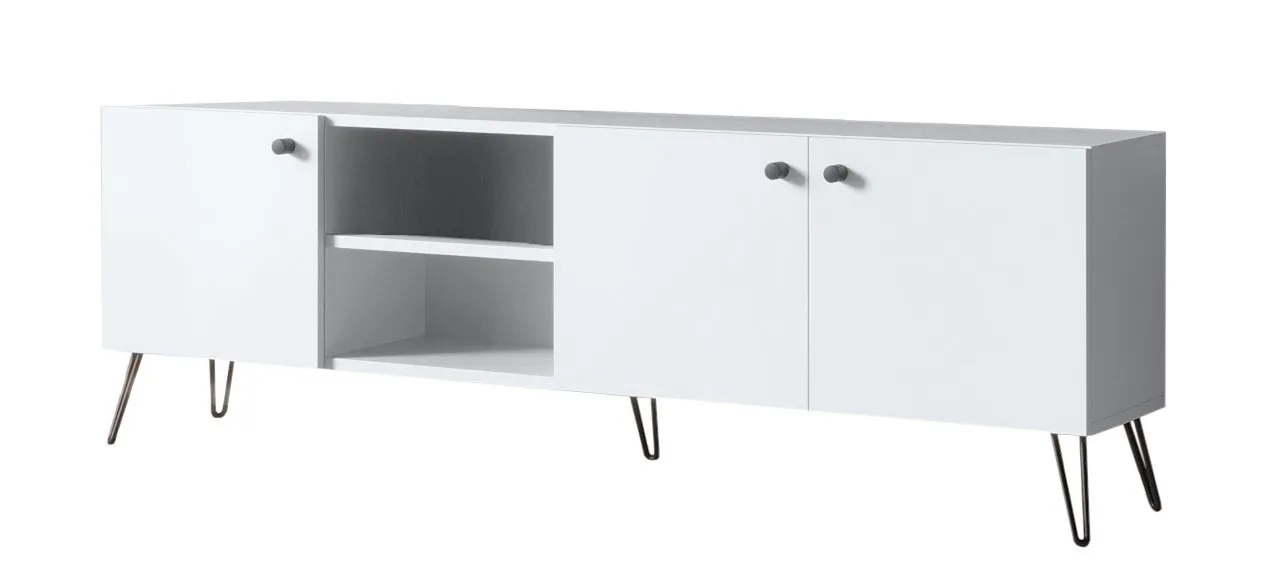Biała szafka pod telewizor na nóżkach F2-S63