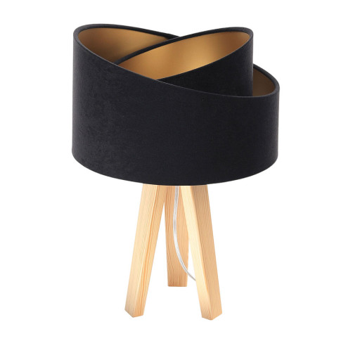 Czarna welurowa lampa stołowa z abażurem - 7X A354 E1-D40