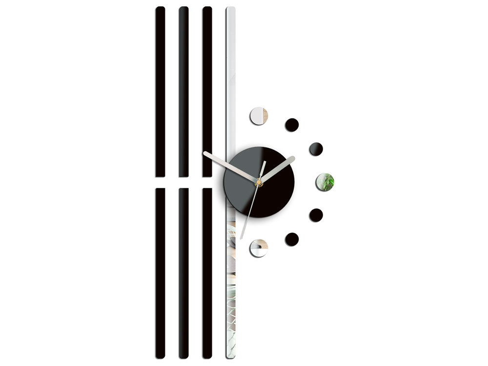 Zegar ścienny MODERN CLOCK Line Black&Mirror, czarny, 40x60 cm