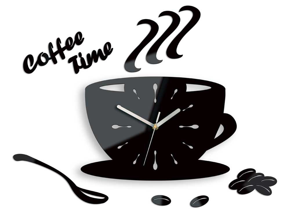 Zegar ścienny MODERN CLOCK Coffe Time, czarny, 43x64 cm