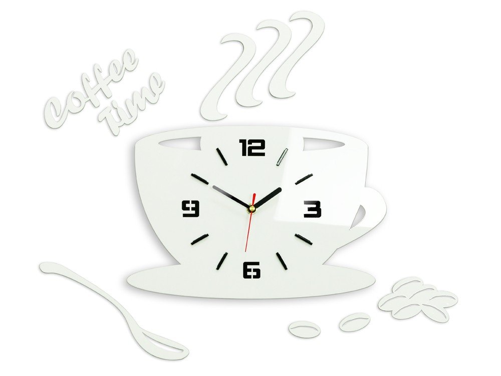 Zegar ścienny Filiżanka 3D, biały, 64x43 cm