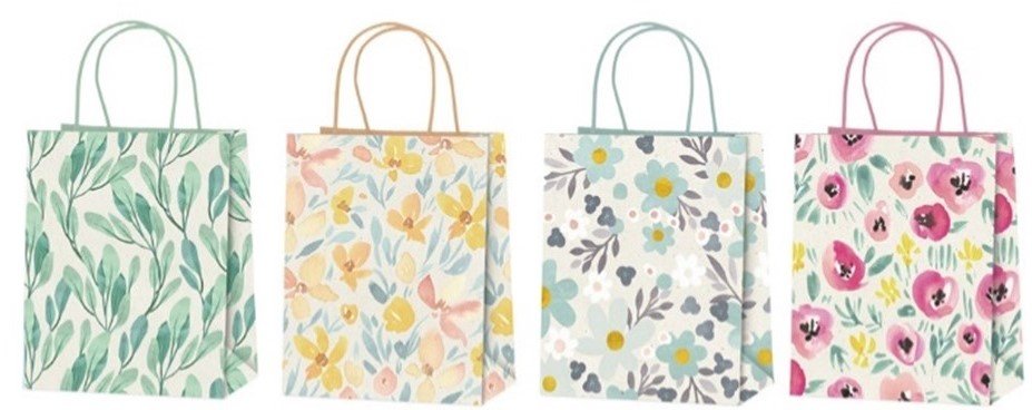 TORBA PREZENTOWA 21X25 PASTELOWE KWIATY, MIX