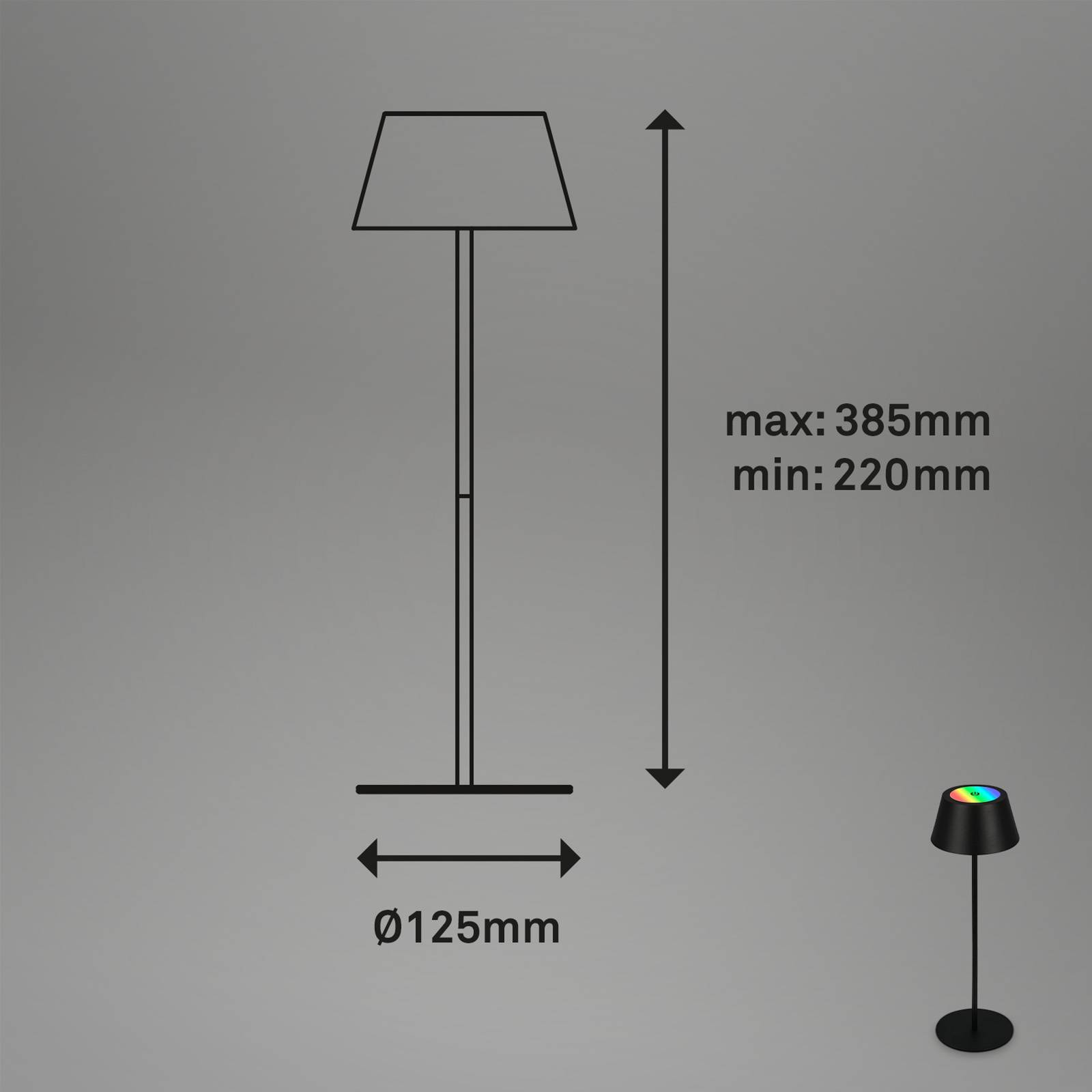 Briloner Lampa stołowa LED Kiki akumulator, RGBW, czarna