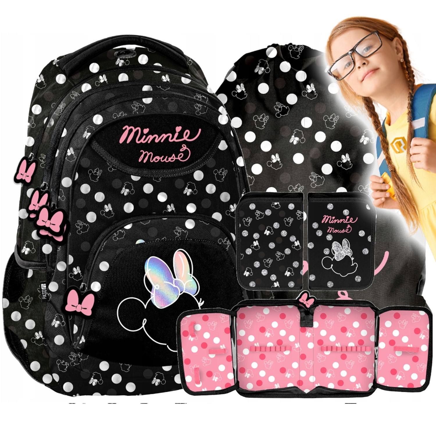 Plecak szkolny dla dziewczynki Myszka Minnie 1 4 klasa zestaw tornister