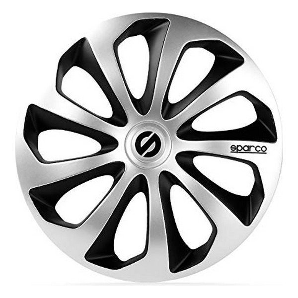 Sparco sparco spc1373svbk 4 ozdobne kołpaki 13 cali Sicilia, srebrny/czarny SPC1373SVBK