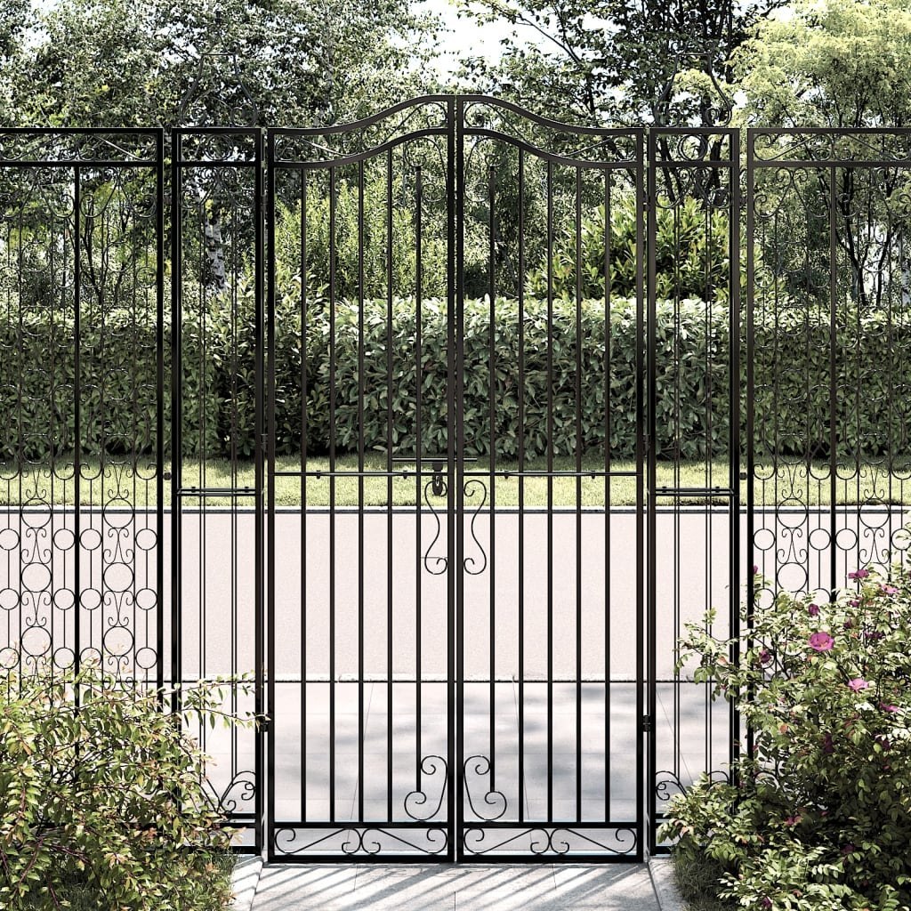 Brama ogrodowa, czarna, 121x8x180 cm, kute żelazo Lumarko!