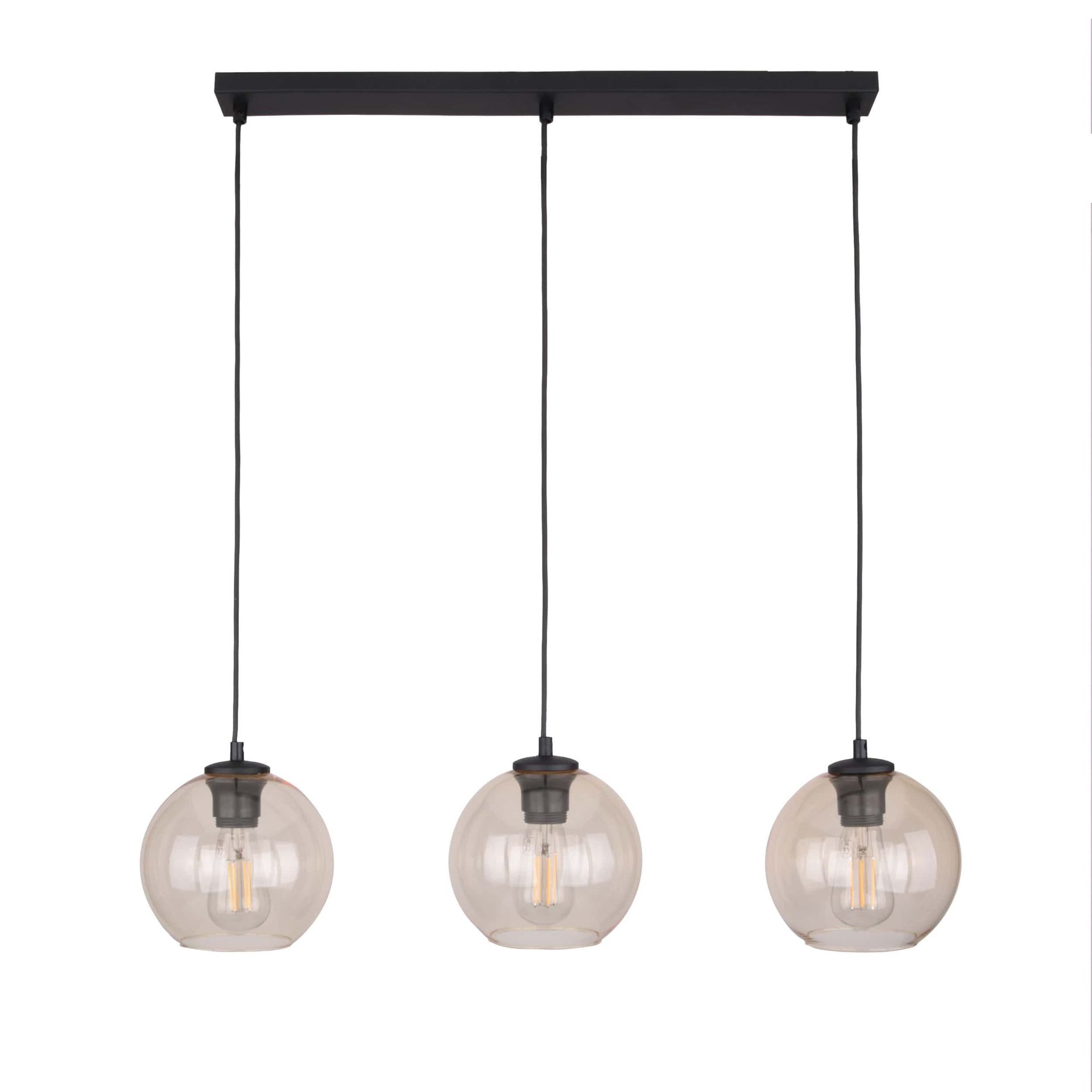 Lampa Wisząca Cubus 4598 3Xe27 Bursztynowa/Czarna