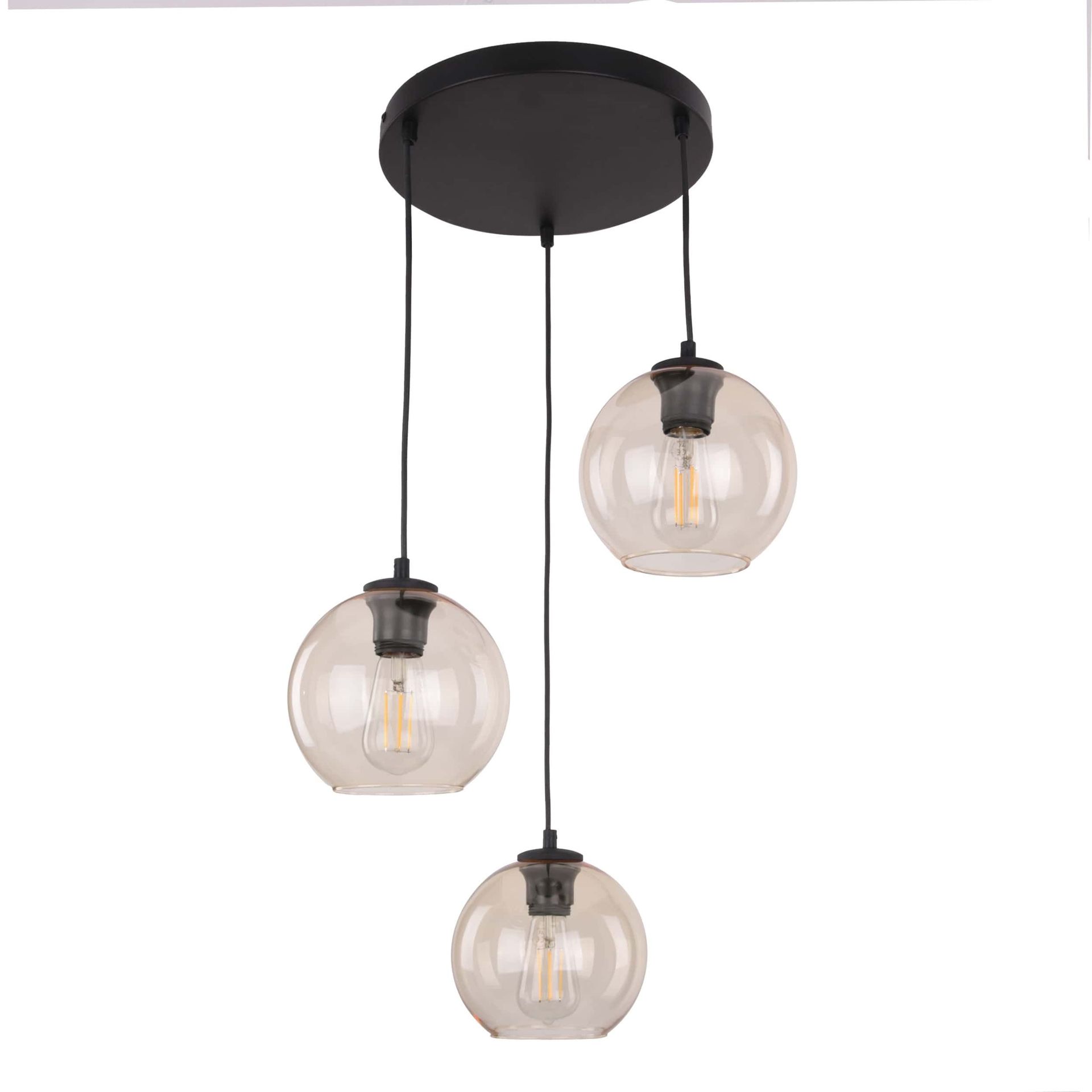 Lampa Wisząca Cubus 4601 3Xe27 Bursztynowa/Czarna