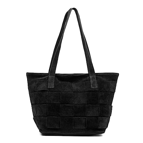 FIRENZE ARTEGIANI. Agnone Torebka Shopper Kobieta. Prawdziwa skóra wykończenie zamszu. 38x14x24 cm Kolor: czarny, czarny, Użytkowy