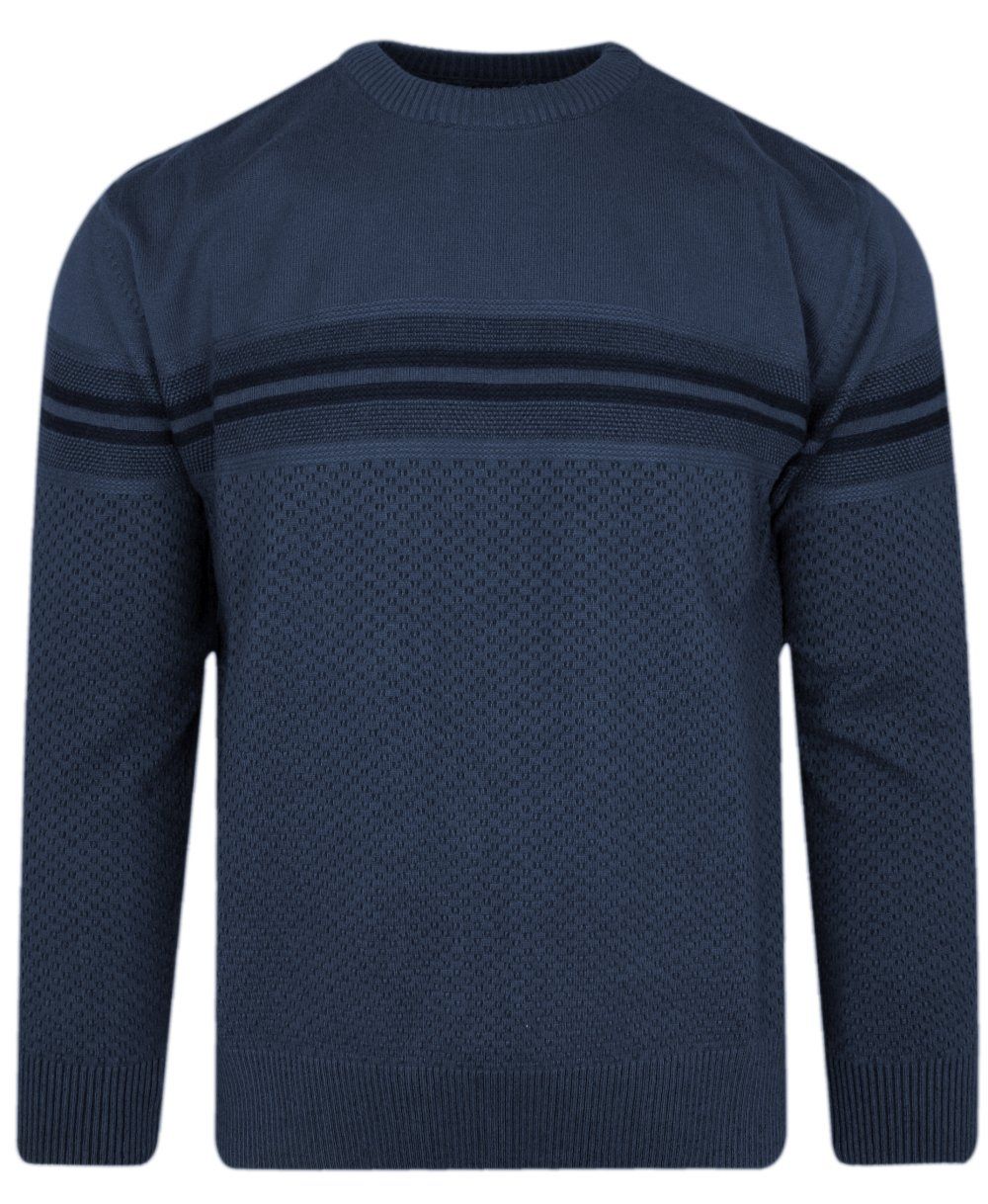 Sweter Bawełniany, Niebieski U-neck, Okrągły Dekolt, Męski -DEVIR - Devir