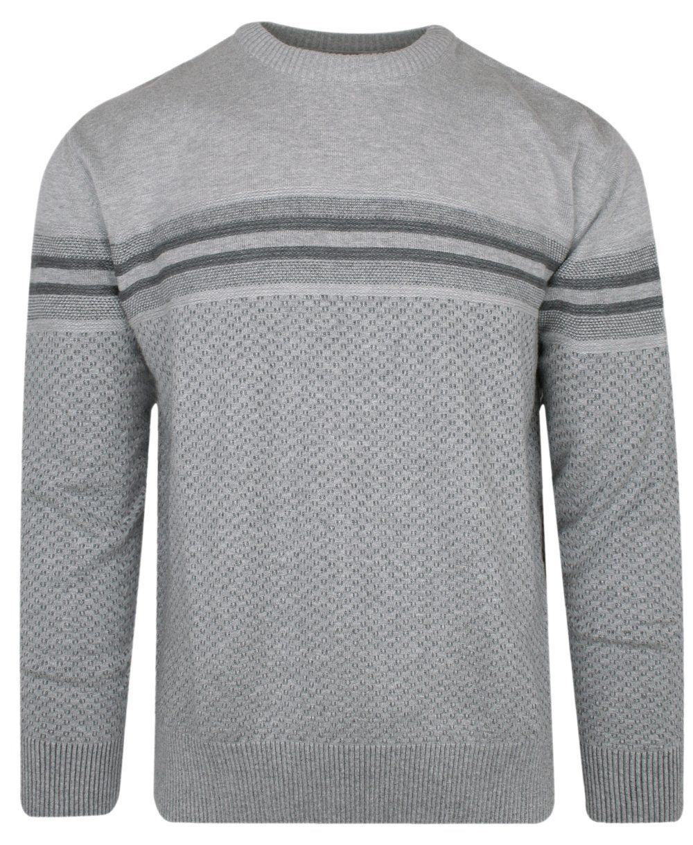 Sweter Bawełniany, Szary U-neck, Okrągły Dekolt, Męski -DEVIR - Devir