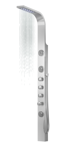 Corsan - Panel prysznicowy SNAKE z termostatem i oświetleniem LED, stal szczotkowana S-002TSLLED -