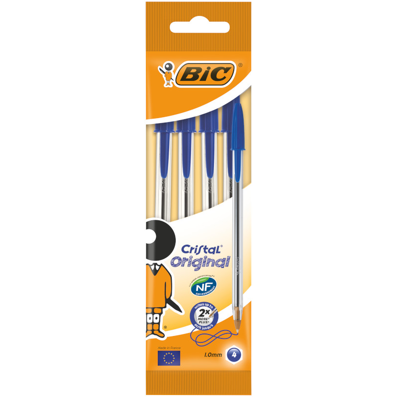 BIC  - Długopisy Cristal Original średnia końcówka niebieski 4 szt.