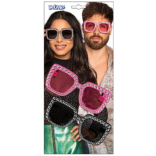 Boland - Imprezowe okulary w zestawie, 2 sztuki, okulary dla dorosłych, zabawne okulary, bez recepty, okulary przeciwsłoneczne, tandetne kostiumy, fantazyjne stroje, akcesoria do kostiumów