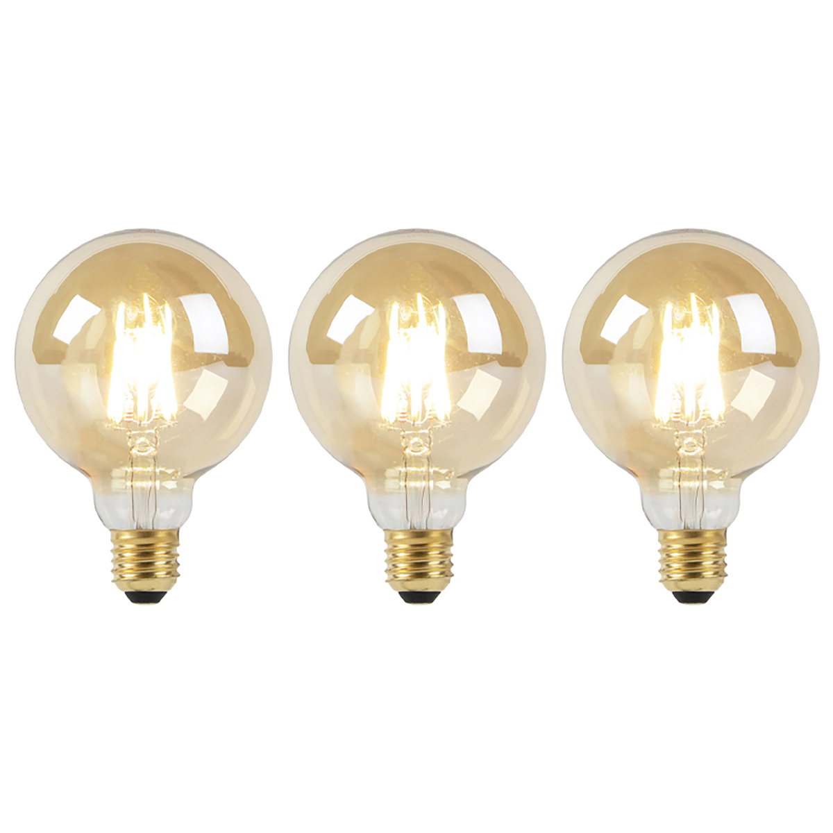 LUEDD Zestaw 3 lamp LED E27 przyciemnianych i ciepłych G95 złote 8W 806 lm 2000-2700K