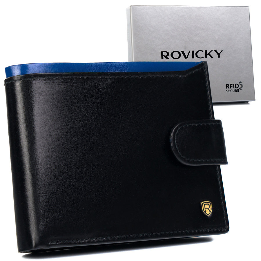 Skórzany portfel męski z kieszenią na dowód rejestracyjny — Rovicky