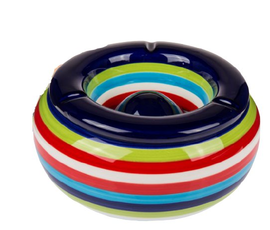Duża Popielniczka Ceramiczna W Kolorowe Paski