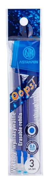 Wkłady wymazywalne niebieskie 0,6 mm ASTRAPEN OOPS! - 3 szt. opp bag