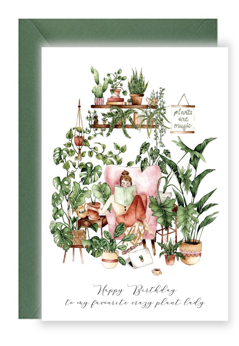 Kartka na urodziny Crazy Plant Lady