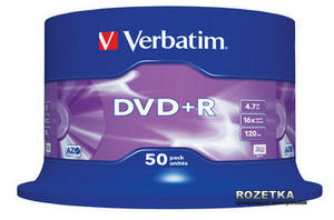 Verbatim DVD+R 4,7 GB 16x Pudełko na ciasto 50 szt. (43550)
