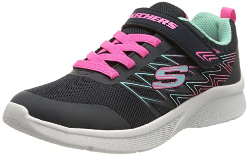 Skechers Microspec Bold Delight dziewczęce sneakersy, Navy Mesh Hot Pink Trim, 33 EU