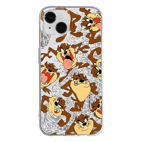 ERT GROUP etui na telefon Apple Iphone 14, case oryginalny i oficjalnie licencjonowany przez Looney Tunes, wzór Tasmanian 005, optymalnie dopasowane, z efektem płynnego brokatu