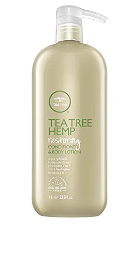 Tea Tree Hemp Restoring Conditioner & Body Lotion – mleczko do włosów z ekstraktem z konopi, odżywka i krem 2 w 1, do wszystkich rodzajów włosów i skóry, 1000 ml