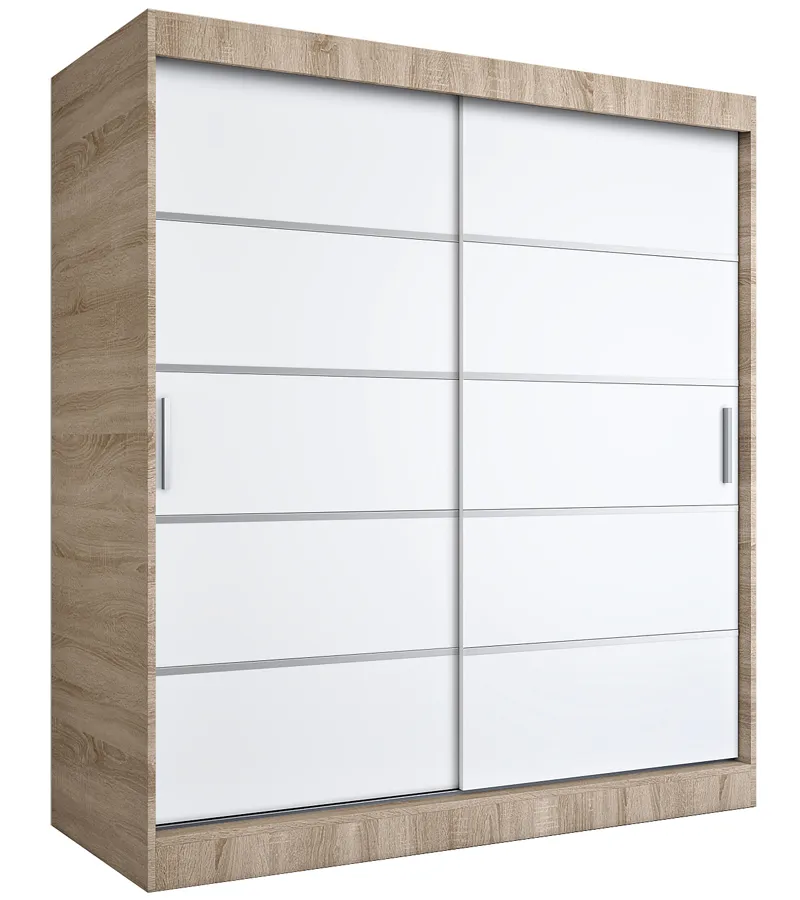 Szafa przesuwna dąb sonoma + biały 180 cm W4-Z61