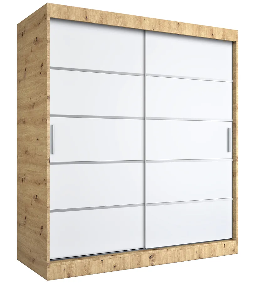 Szafa przesuwna dąb artisan + biały 180 cm E9-G29