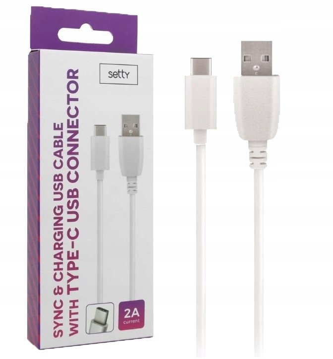 SETTY Kabel USB Setty 1m 2A typ C biały 197851