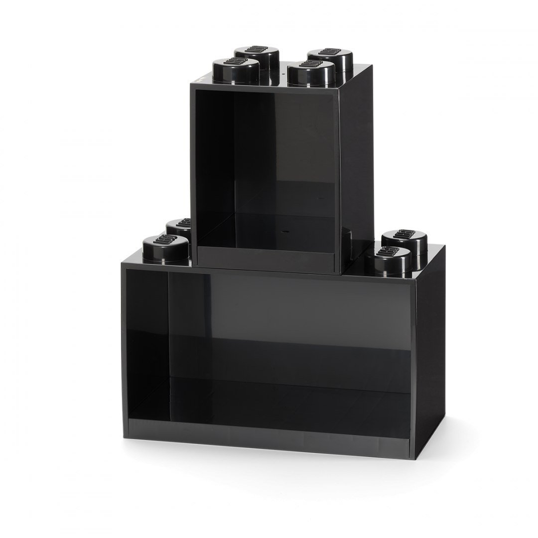 Zestaw 2 dziecięcych czarnych półek ściennych LEGO® Brick