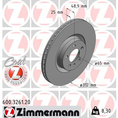 Tarcza hamulcowa ZIMMERMANN 600.3261.20